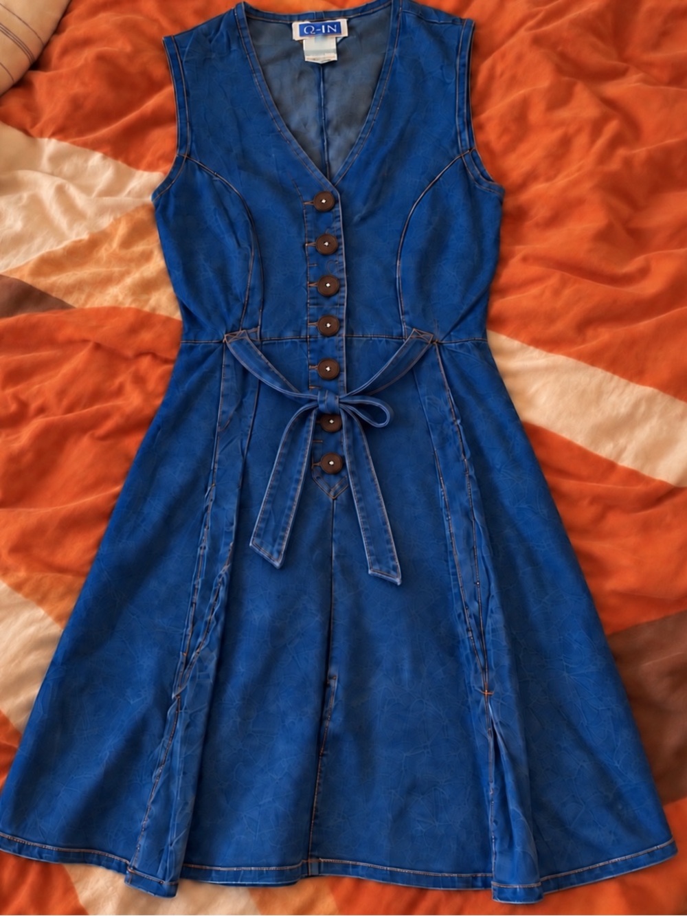 Denim Button-Front Sleeveless Blue Denim Dress (Sz 9/US 4)